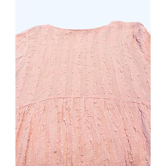 PAISLEY VINE BELL SLV RND NECK MIDI FIT & FLAIR WAIST DRESS, WOMENS-L-SOFT PINK - Picture 6 of 12